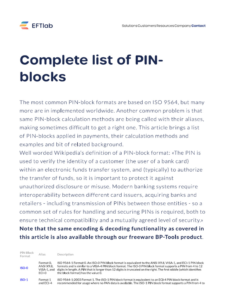 PIN 块列表 | PDF