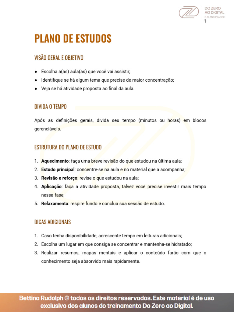 Estrutura de um Plano de Estudos | PDF | Carreira e Crescimento