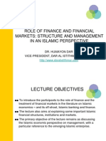 Role of Finance and Financial Markets: Structure and Management in An Islamic Perspective