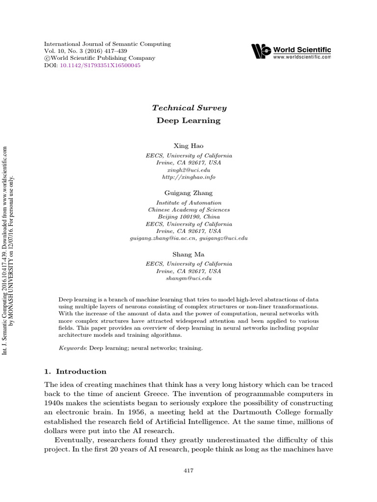 Hao 2016 | PDF | Deep Learning | Artificial Neural Network