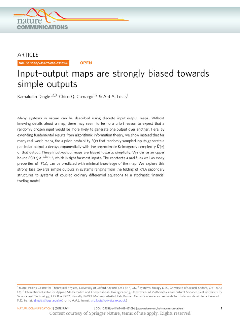 Input-Output Maps Are Strongly Biased Towards Simp | PDF ...