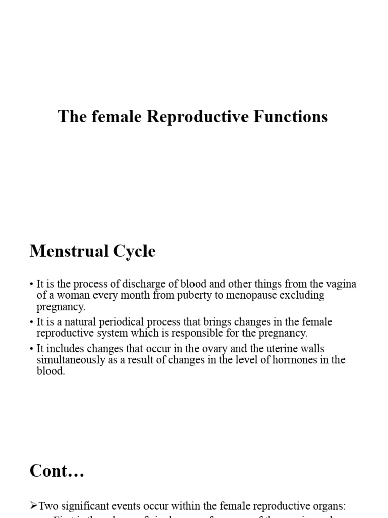 The Female Reproductive Functions | PDF | Menstrual Cycle | Luteinizing ...