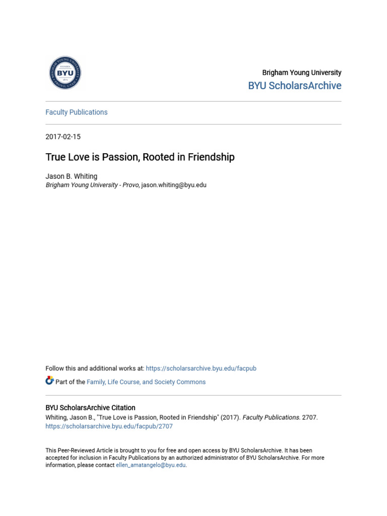 True Love Is Passion Rooted in Friendship | PDF | Romance (Love) | Love