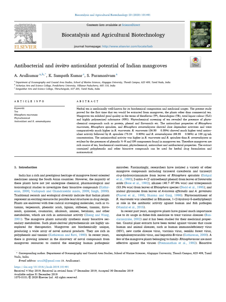 Arulkumar 2019 | PDF | Thin Layer Chromatography | Polyphenol
