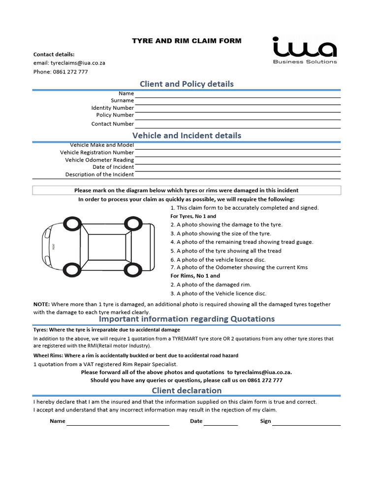 Tyre and Rim Claim Submission Guide | PDF | Tire | Vehicle Technology