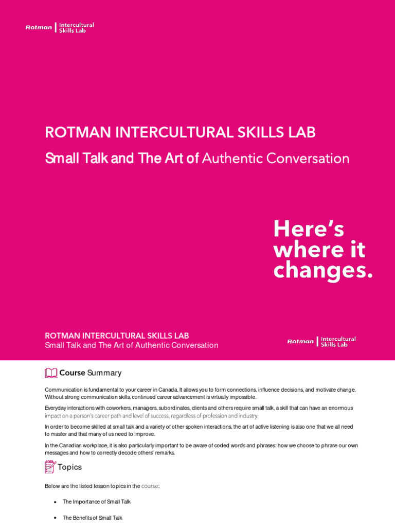 Mastering Small Talk in Canada | PDF | Cross Cultural Communication ...