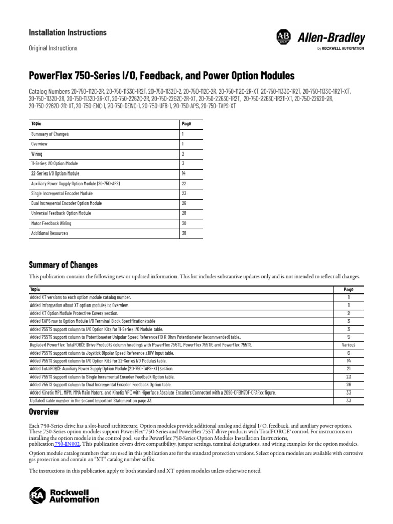 Powerflex 750-Series I/O, Feedback, and Power Option Modules | PDF ...