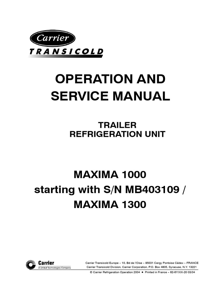 Maxima 1300 Operation and Service Manual | PDF | Thermostat | Air ...