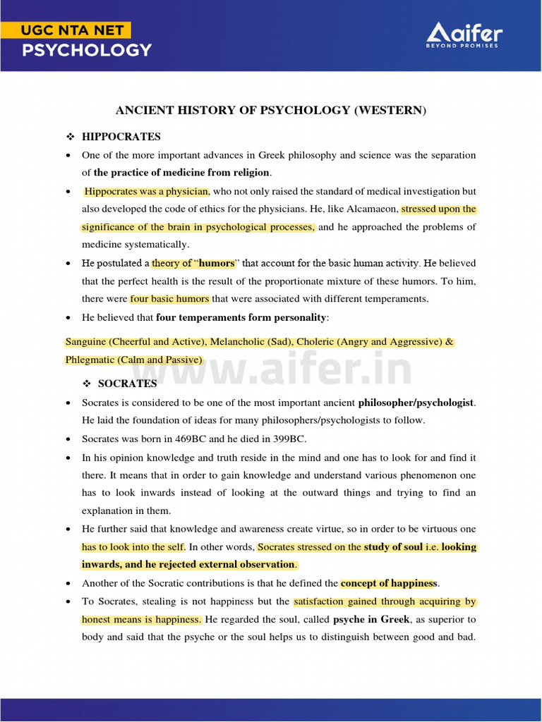 Psychology UGC NET - Emergence - 3 | PDF | Soul | Plato