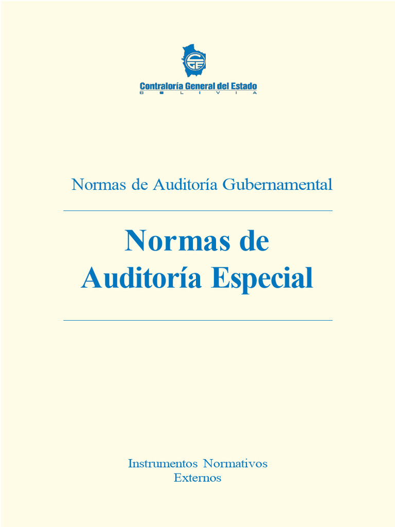 Normas de Auditoría Especial en Bolivia | PDF | Auditoría | Contralor