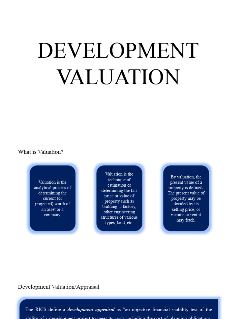 Development Valuation Presentation Pdf Real Estate Appraisal