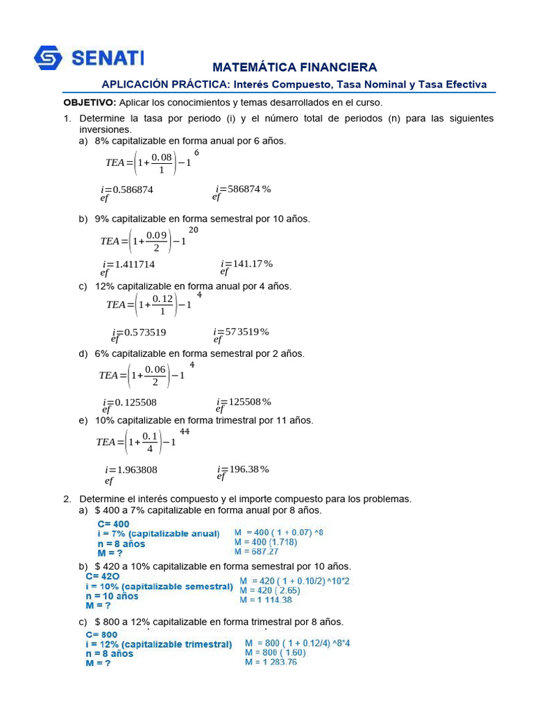 Interés Compuesto y Tasa Efectiva en Finanzas | PDF | Dinero | Economias