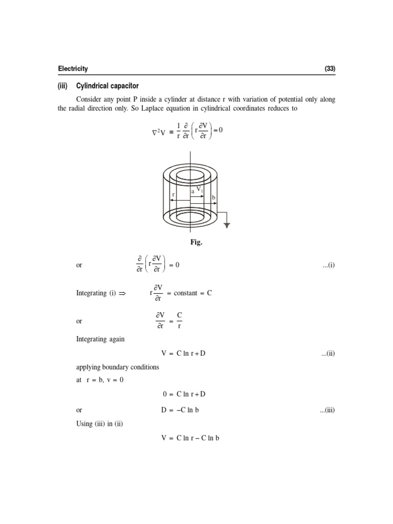 cylindrical-capacitor-application-of-laplace-equation | PDF | Capacitor
