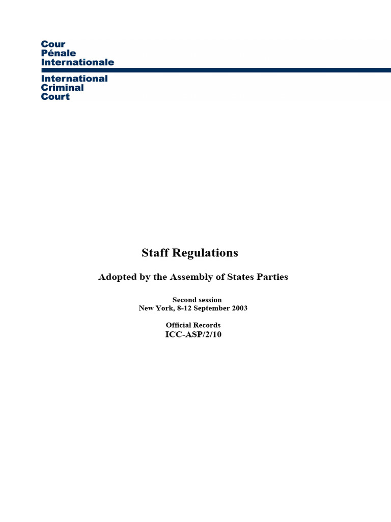 ICC Staff Regulations Overview | PDF | International Criminal Court ...
