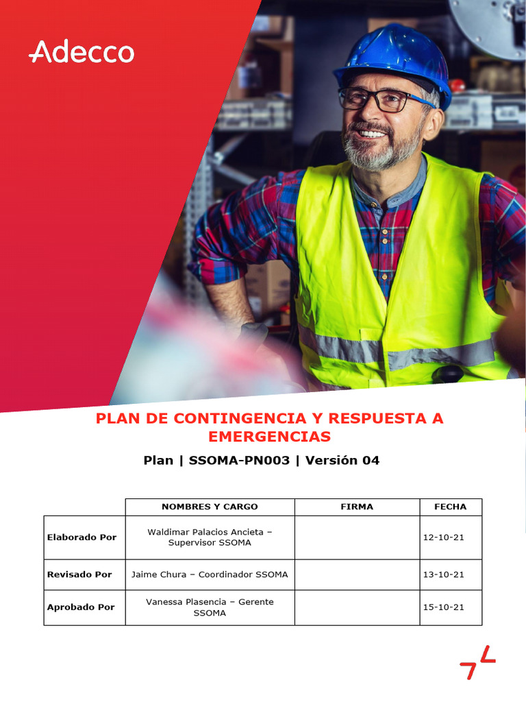 SSOMA-PN003 Plan de Contingencia y Respuesta A Emergencia V4 | PDF ...