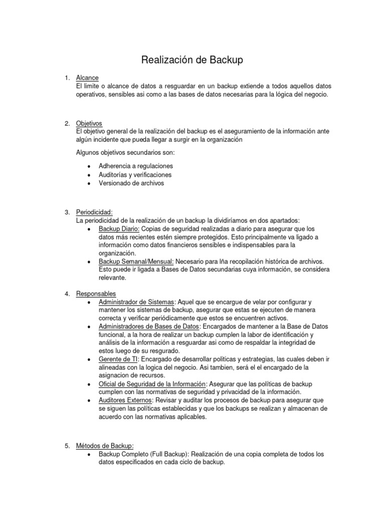 Guía Completa para Realizar Backups | PDF | Apoyo | Computación en la nube