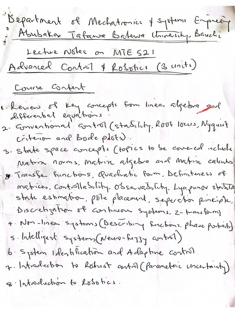 MTE521 Note 1 | PDF