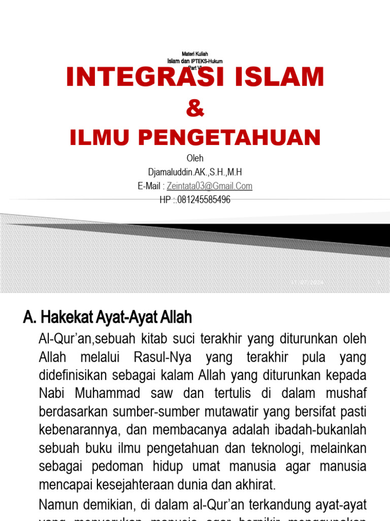 Integrasi Islam dan Ilmu Pengetahuan | PDF