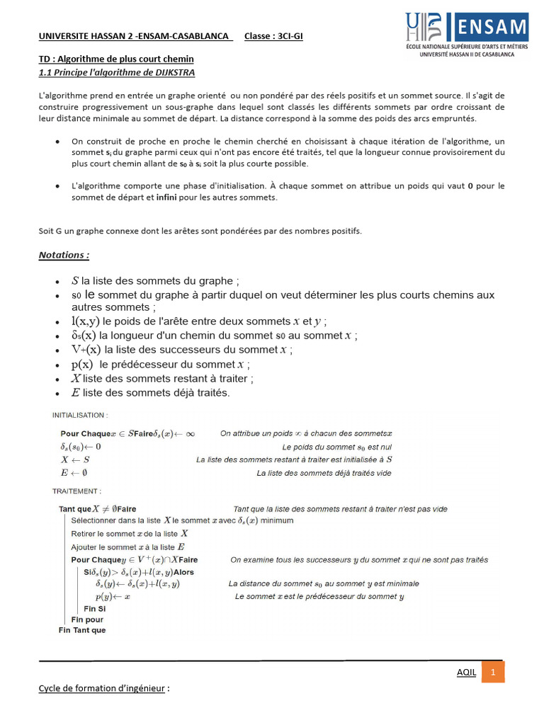 Algorithme de Dijkstra expliqué | PDF | Mathématiques appliqués ...