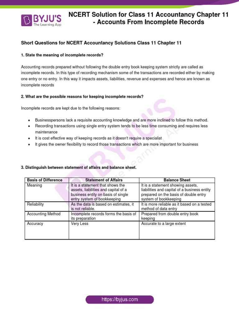 Ncert Sol Class 11 Accountancy Chapter 11 | PDF | Debits And Credits ...