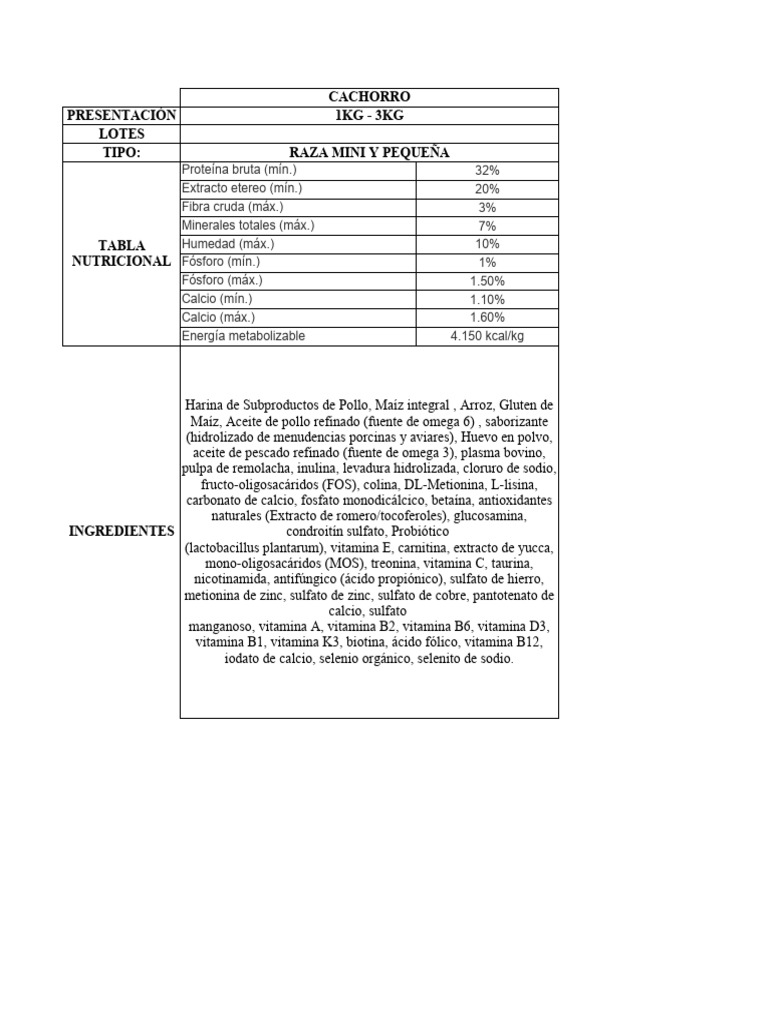 Informacion nutricional sieger pdf calcio vitamina
