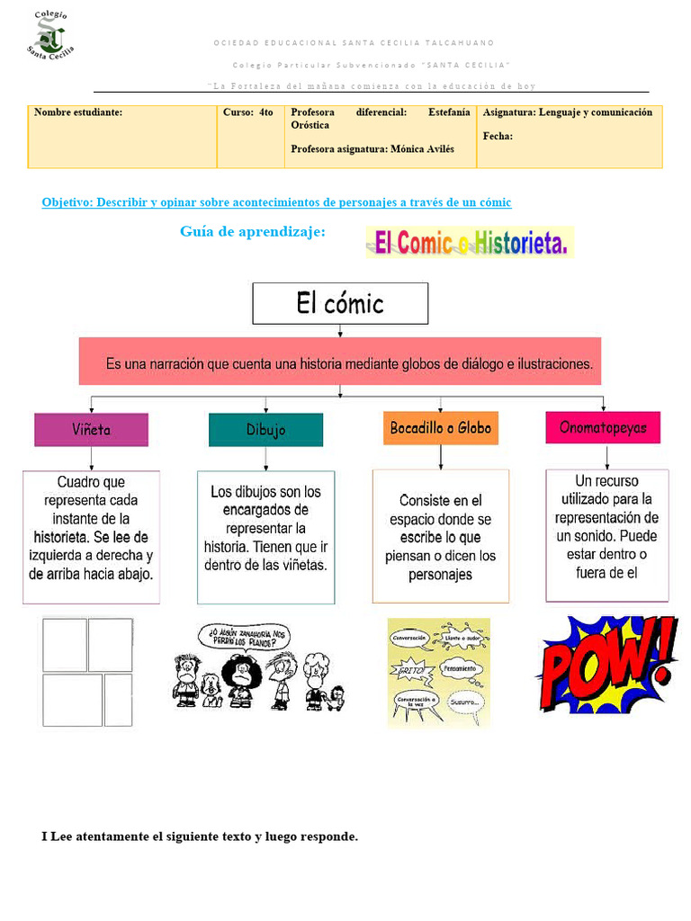 Guía de Aprendizaje El Comics Nº1 | PDF | Cómics | Modificación de ...
