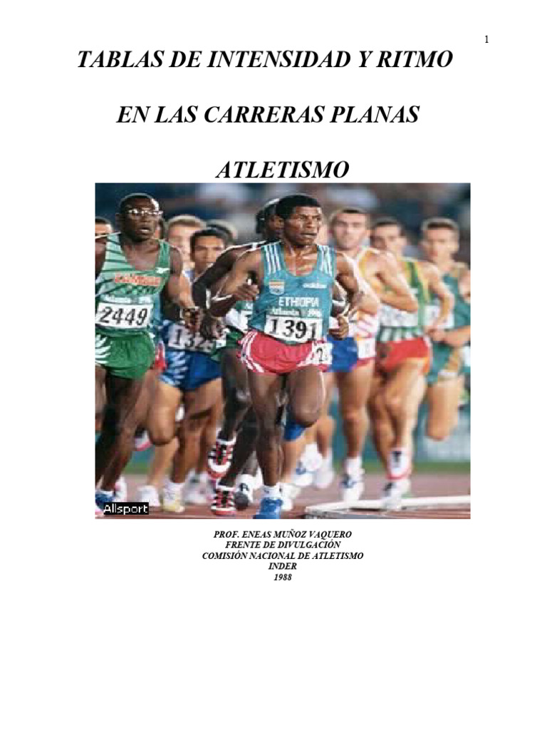 Tablas de Ritmos y Tiempos en Atletismo | PDF | Deporte del atletismo ...