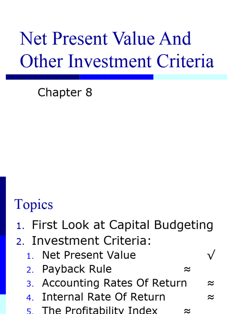 Busn 233 CH 8 | PDF | Discounted Cash Flow | Net Present Value