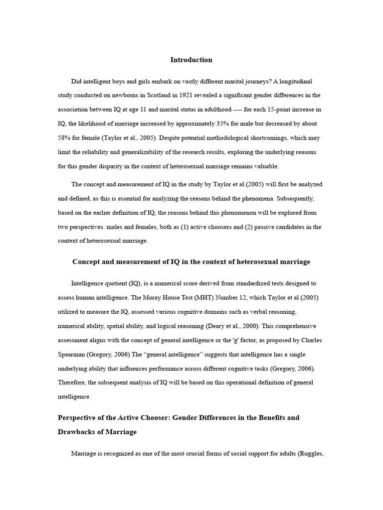 V2.0-Why Marriage Rates Differ by Gender With Increasing IQ | PDF ...