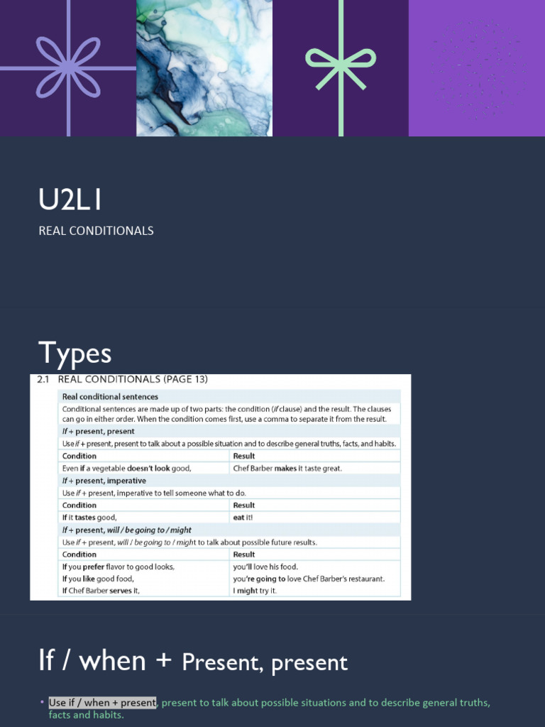 English Grammar: Real Conditionals | PDF
