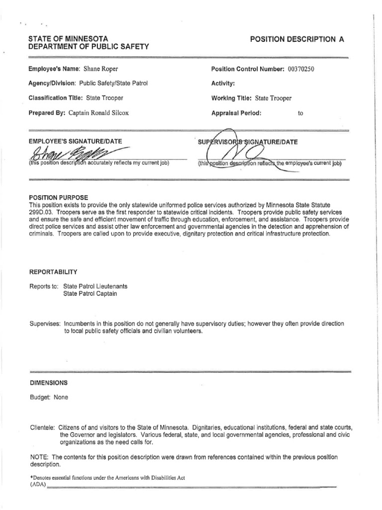 State Trooper Shane Roper Personnel File | PDF