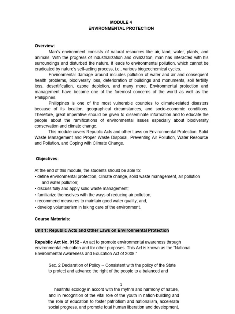 CWTS MODULE 4 - Environmental Protection | PDF | Groundwater | Compost