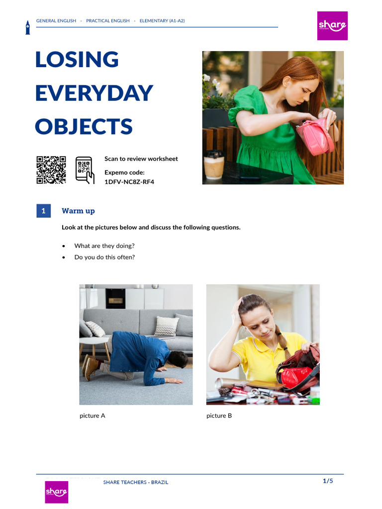 Losing Everyday Objects British English Teacher | PDF | English ...