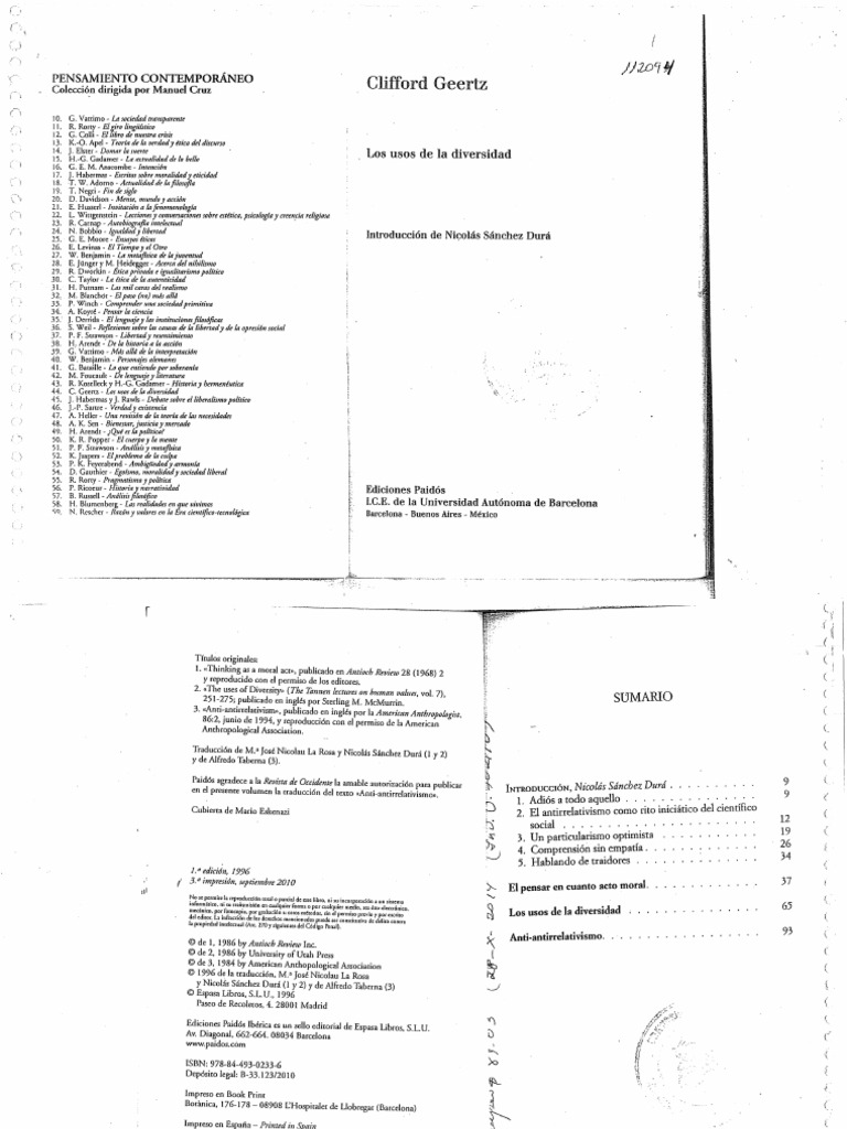 Los Usos de La Diversidad. Geertz | PDF