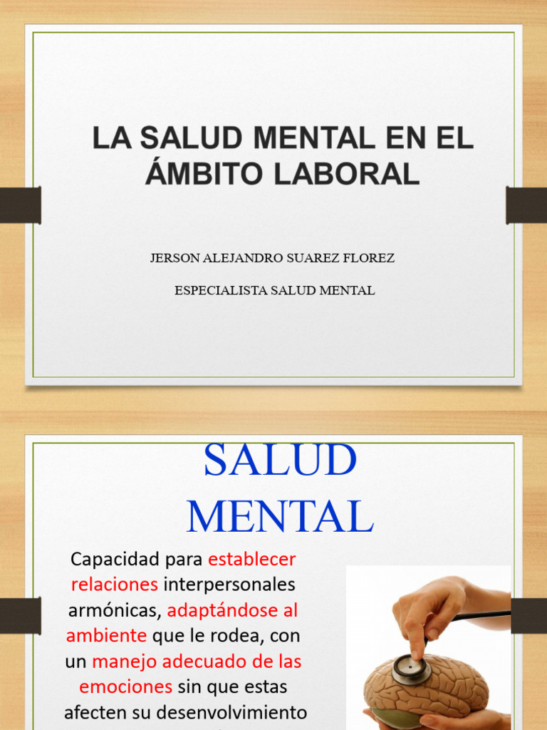 Salud Mental en el Ámbito Laboral | PDF | Trastorno mental | Seguridad ...