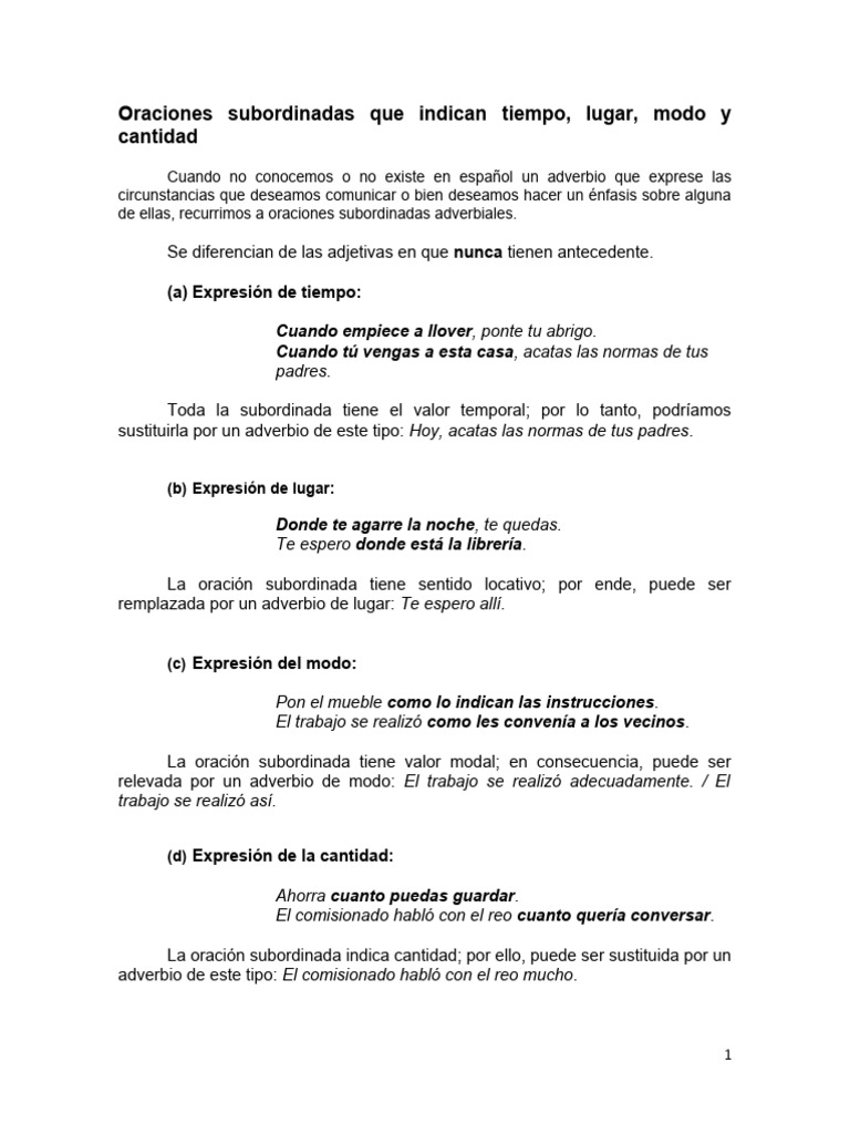 Tiempo, Lugar, Modo y Cantidad | Descargar gratis PDF | Adverbio | Idiomas