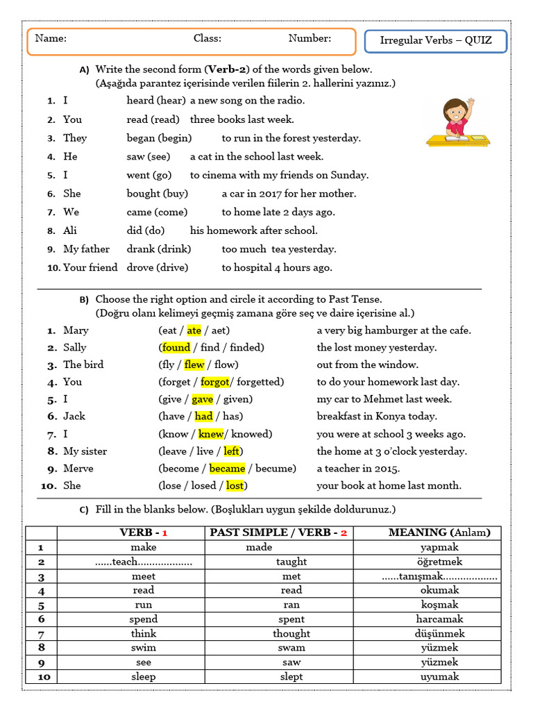 Irregular Verbs Quiz and Exercises | PDF | Linguistic Morphology | Grammar