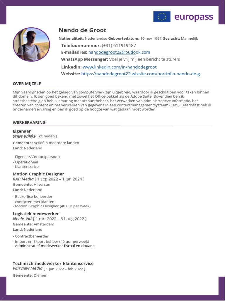 CV Nando de Groot NL | PDF