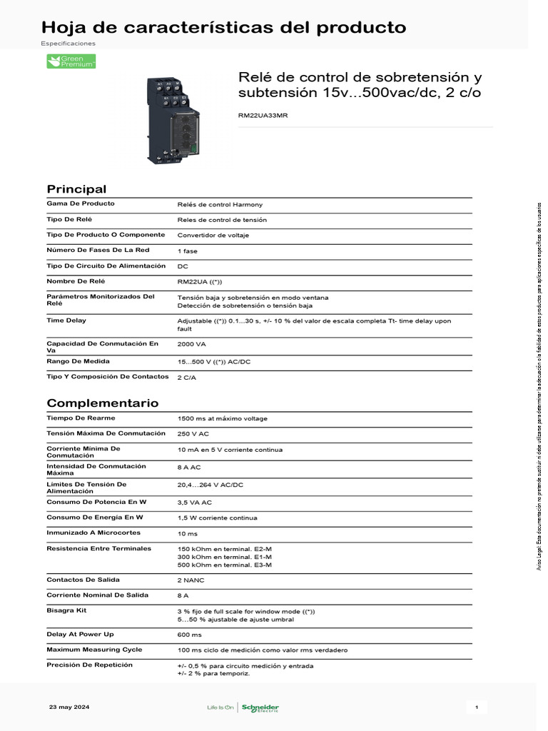 Relé de Control de Tensión RM22UA33MR | PDF | Relé | Electromagnetismo
