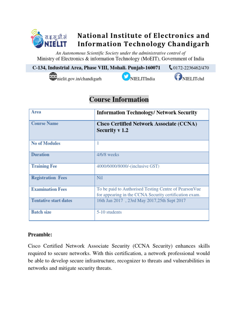 CCNA Security (210-260) Course Details | PDF | Cisco Certifications ...