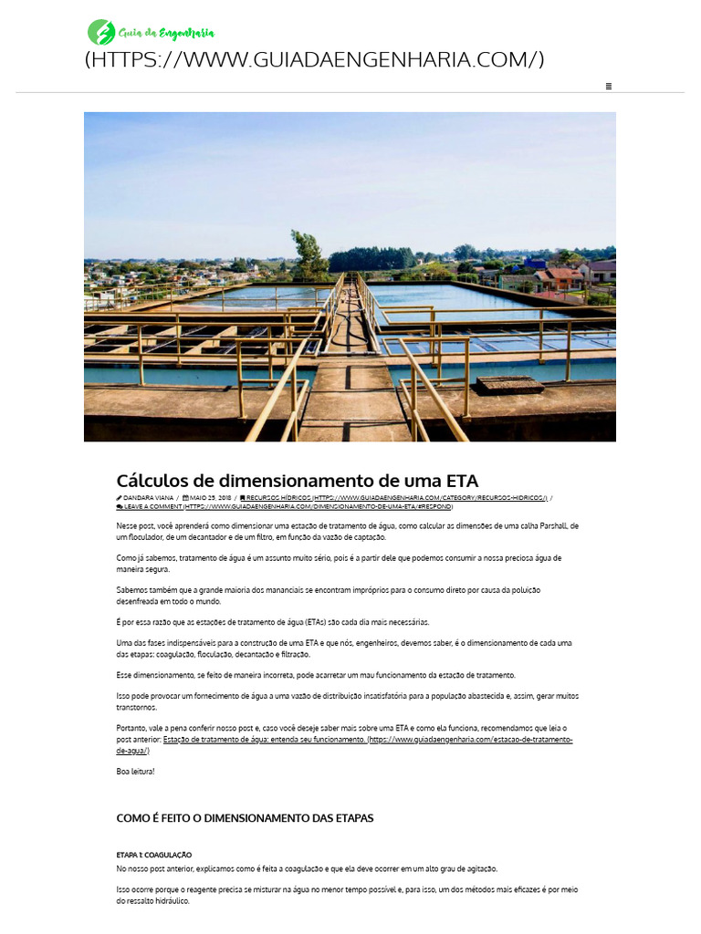 Cálculo de Dimensionamento de Uma Eta - Guia Da Egenharia | Download ...