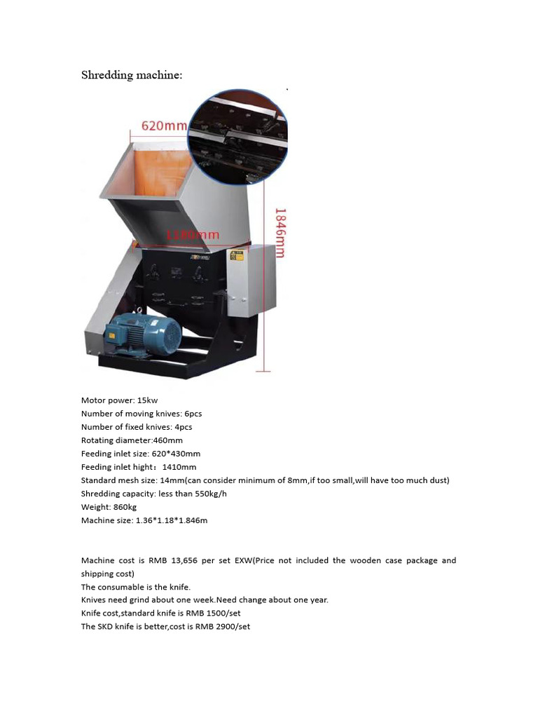 15kw Industrial Shredding Machine Specs | PDF