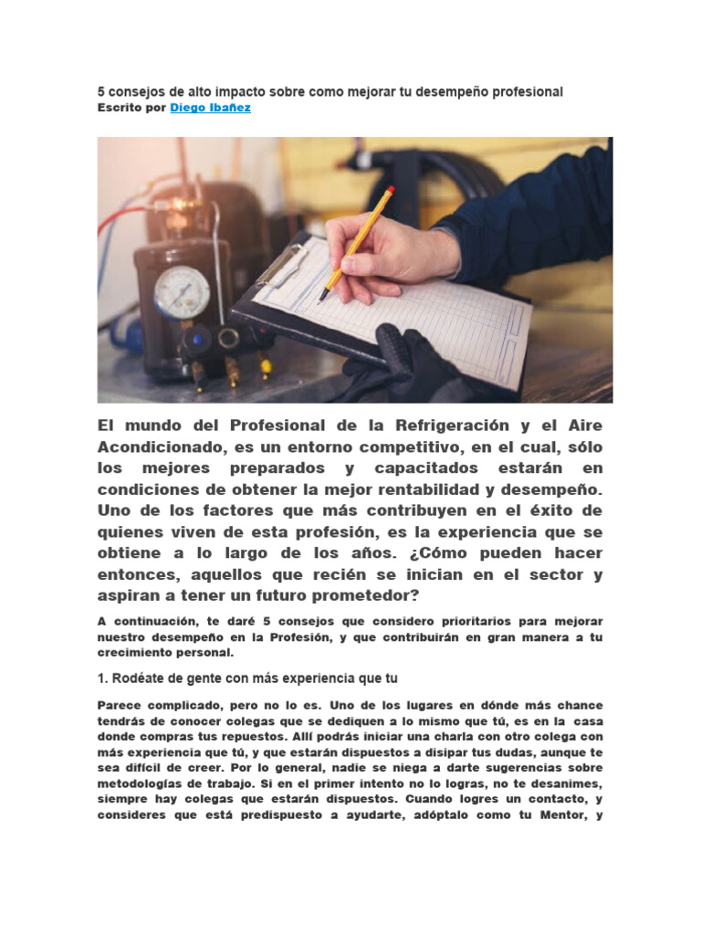 5 Consejos de Alto Impacto Sobre Como Mejorar Tu Desempeño Profesional ...