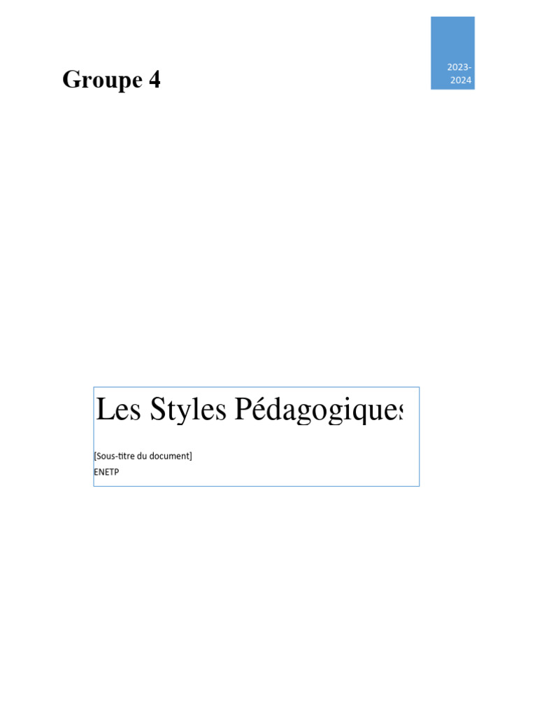 Styles Pédagogiques : Guide Complet | PDF | Pédagogie | Styles d ...