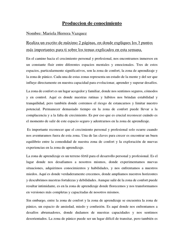 Zonas de Crecimiento Personal y Profesional | PDF | Aprendizaje ...