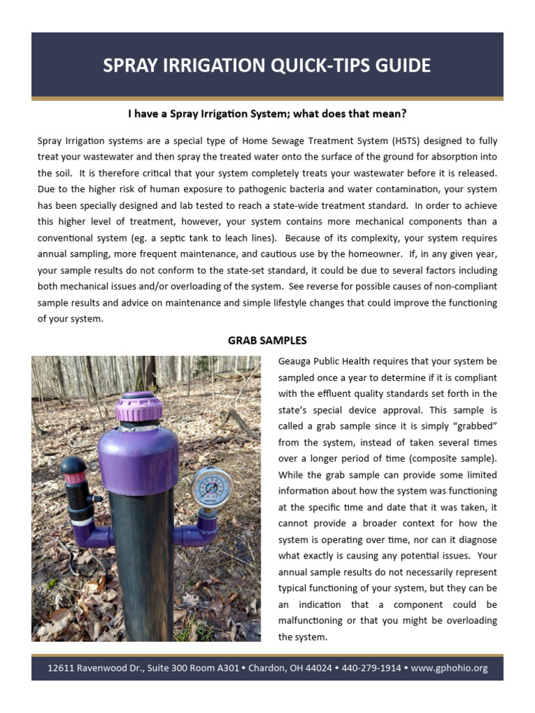 SprayIrrigationQuickTipsGuide PDF Effluent Water Supply