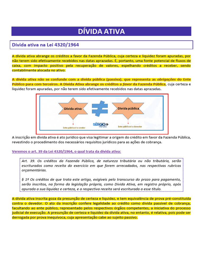 Entendendo a Dívida Ativa na Lei 4320/1964 | PDF | Contabilidade | Receita