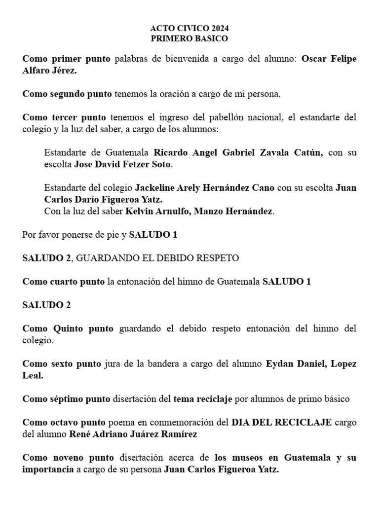 Palabras de Bienvenida para Acto Cívico | PDF | Ciencias sociales