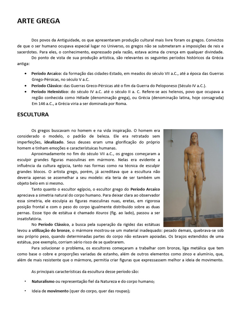 Padrões de Beleza na Arte Grega | PDF | Escultura | Grécia Antiga