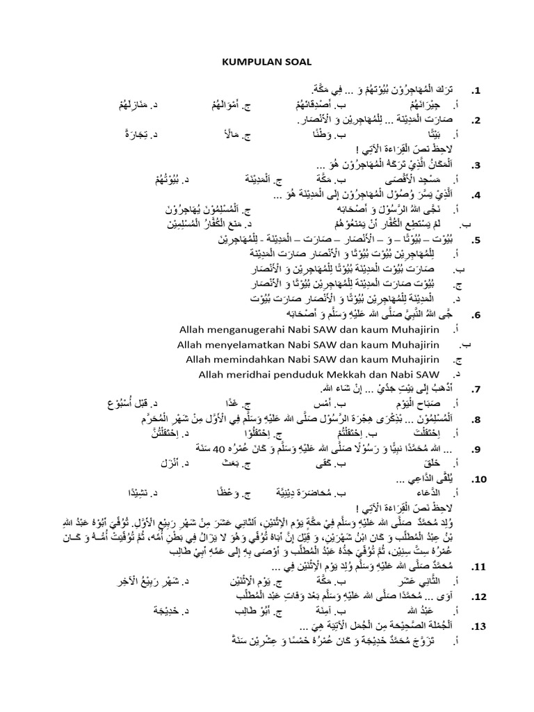 KUMPULAN SOAL BAHASA ARAB MTs | PDF